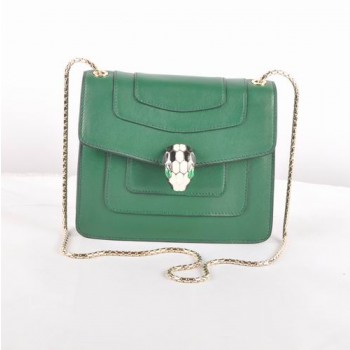 Bvlgari Serpenti Original Leather Shoulder Bag Green 604