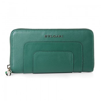 Bvlgari Serpenti Original Leather Zipped Wallet Green 201301