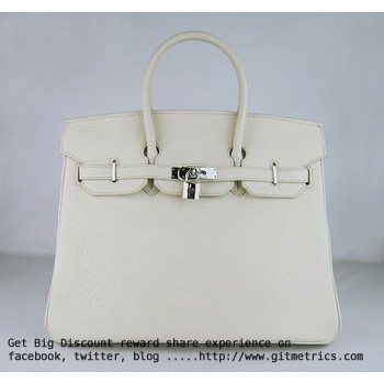 Hermes Birkin 35cm Togo leather Handbags beige silver