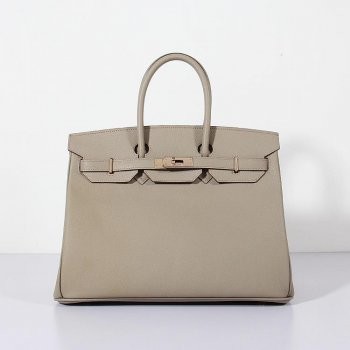 Hermes 35cm Birkin Bag Epsom Leather Grey Gold