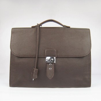 Hermes Briefcases 2813 Unisex Briefcase Coffee