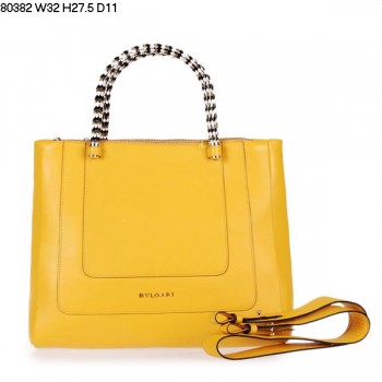 Bvlgari New Hand Carry Serpenti Calfskin Leather Bag Yellow 80382