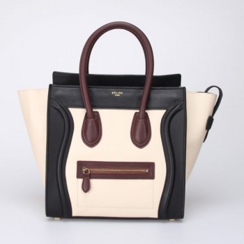 Celine Large Luggage Tote Black White Wine Bag