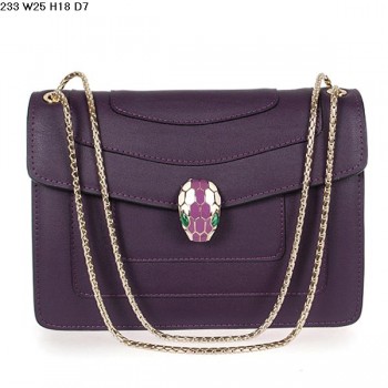 Bvlgari Serpenti GM Bag Calfskin Leather in Purple