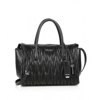 Miu Miu Matelass Leather Satchel Black