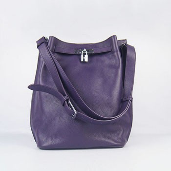 Hermes Nappa Leather Shoulder Bag H2804 purple Silver