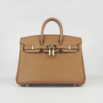 Hermes Birkin 25cm Handbag 6068 light coffee golden