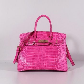 Hermes Birkin 30cm Crocodile Leather Bag With Strap Rose Gold