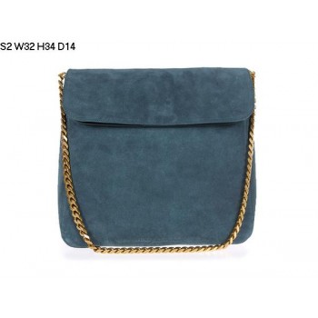 Celine Gourmette Suede Leather Shoulder Bag Green S2