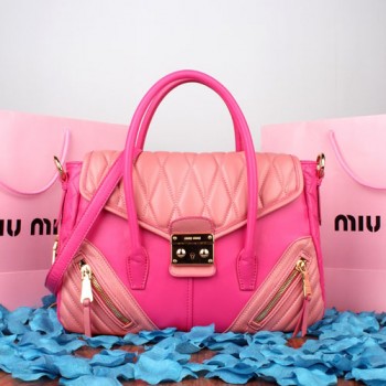 Miu Miu Matelasse Nappa Leather Top Handle Bag RN1049 Rose&Pink