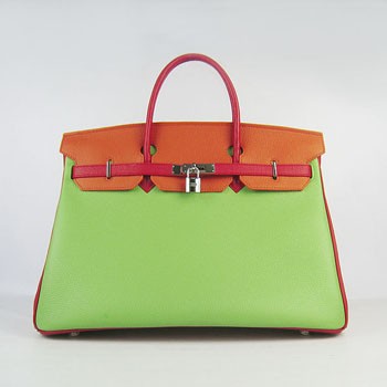 Hermes Birkin 35CM Togo Leather Handbags 6099 red/orange/green s