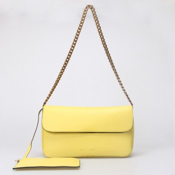 Celine Gourmette Ferrari Leather Shoulder Bag Yellow 88041