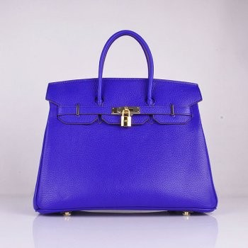 Hermes Birkin 35cm Togo leather Handbags electric blue golden