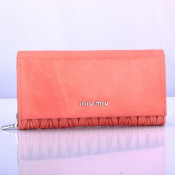 Miu Miu Matelasse Original Bright Leather Bi-Fold Wallets 1862 Pink