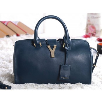 Yves Saint Laurent Cabas Chyc Original Leather Tote Dark Blue