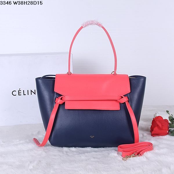 Replica/imitation Bags/Sac Celine Belt Bag Navy Blue Rose Natural Calfskin