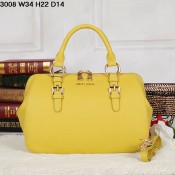 Miu Miu Grainy Madras Yellow Medium Top Handle Bag
