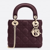Dior Bordeaux Lambskin Mini Lady Dior Bag With Chain