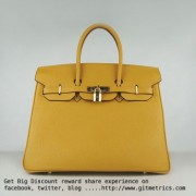 Hermes Birkin 35cm Togo leather Handbags yellow golden