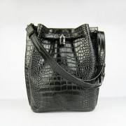 Hermes Crocodile vein Shoulder Bag H2804 black Silver
