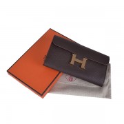 Hermes Wallet H6023 Ladies Cow Leather Coffee