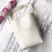 Celine Sangle Seau Bag In White Grained Leather