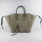 Celine Boston Gray Square Suede Bags