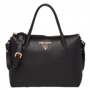 Prada Black Calf Leather Top Handle Bag