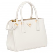 Prada Small Galleria Bag In White Saffiano Leather