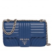 Prada Diagramme Flap Bag In Blue Calfskin