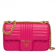 Prada Medium Diagramme Flap Bag In Rose Red Calfskin