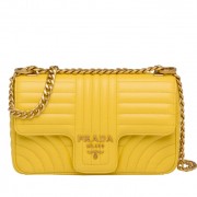 Prada Medium Diagramme Flap Bag In Yellow Calfskin