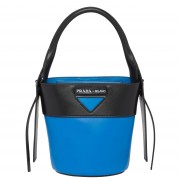Prada Black/Blue Ouverture Leather Bucket Bag