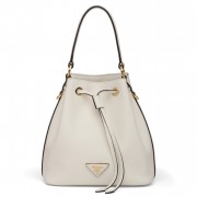 Prada Bucket Bag In White Saffiano Leather