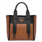 Prada Ouverture Small Tote Bag In Camel Calfskin