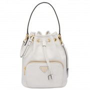 Prada Bucket Bag In White Calfskin 1BH038