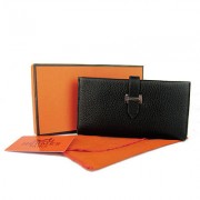 Hermes Wallet H008 Wallet Cow Leather Black