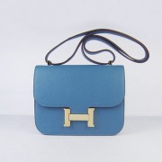 Hermes Constance Cowskin Leather Bag H017 blue golden
