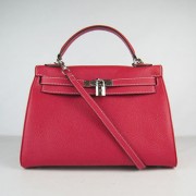 Hermes Kelly 32cm Togo Leather handbag red/silver