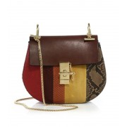 Chloe Drew Small Striped Leather & Python Shoulder Bag