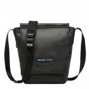 Prada Etiquette Black Leather Messenger Bag
