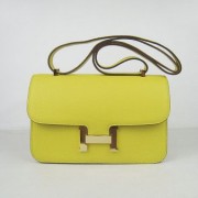 Hermes Calf Leather H020 Handbag Lemon Yellow Golden