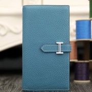 Hermes Bearn Gusset Wallet In Jean Blue Leather