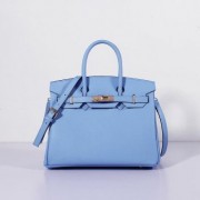 Hermes 30cm Birkin Bag Epsom Leather with Strap Light Blue Gold