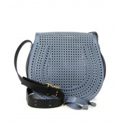 Chloe Marcie Medium Perforated Shoulder Bag Blue