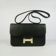 Hermes calf Leather Message Bag H020 black golden