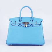 Hermes Birkin 30cm Togo leather Handbags light blue golden