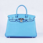 Hermes Birkin 30cm Togo leather Handbags light blue golden