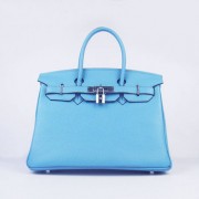 Hermes Birkin 30cm Togo leather Handbags light blue silver