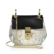 Chloe Drew Small Leather & Python Shoulder Bag Natural